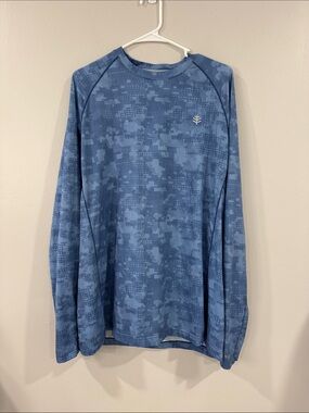 Coolibar men’s Blue Digital Camo Long Sleeve UPF 50 outdoors Performance Tee